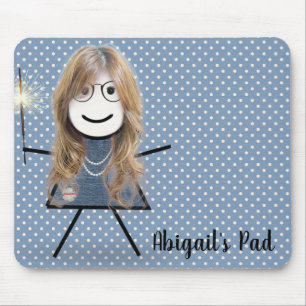 Stick Girl with Sparkler on Polka Dots Mouse Pad