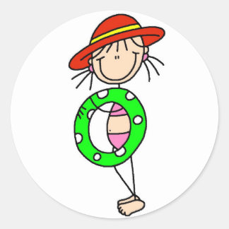 Stick Girl With Swim Tube Sticker