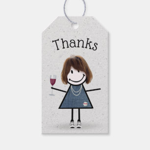 Stick Girl With Wine and Sneakers Gift Tags