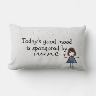 Stick Girl With Wine and Sneakers  Lumbar Cushion