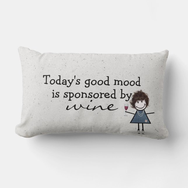 Stick Girl With Wine and Sneakers Lumbar Cushion (Front)