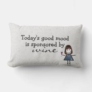 Stick Girl With Wine and Sneakers   Lumbar Cushion