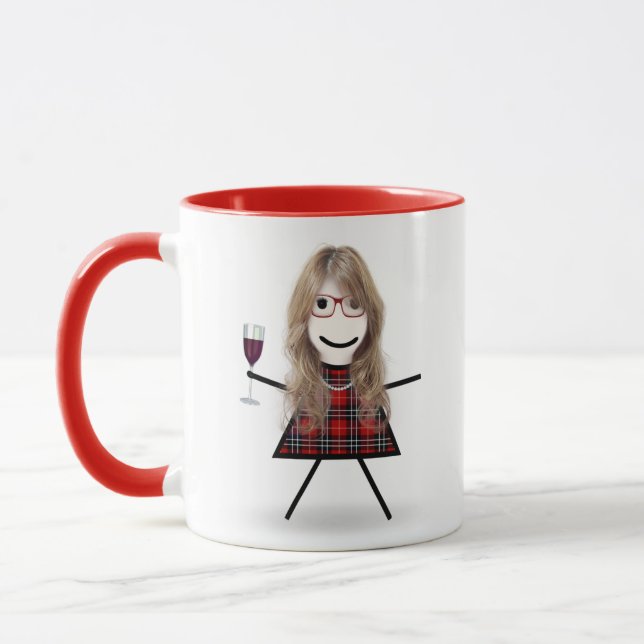 Stick Girl with Wine Glass and Quote Mug (Left)