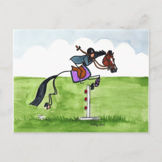 STICK HORSE Pony Showjumping Postcard