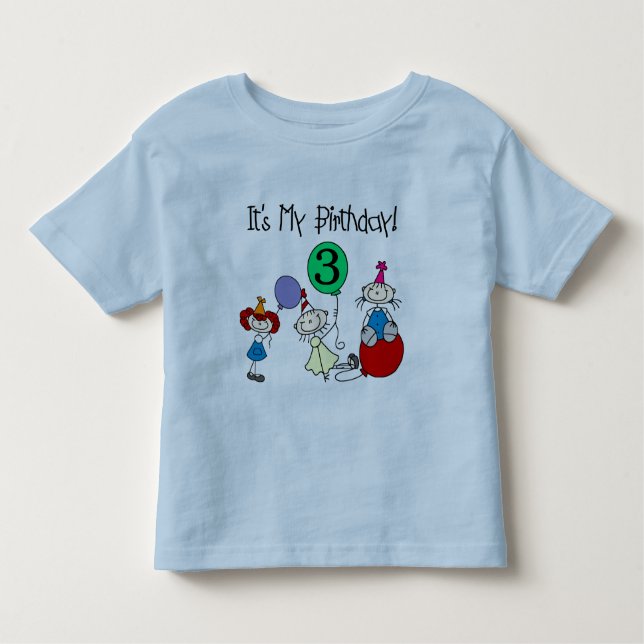 Stick Kids Party 3rd Birthday Tshirts and gifts (Front)