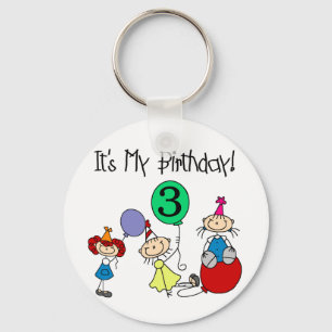 Stick Kids Party 3rd Birthday Tshirts and gifts Key Ring