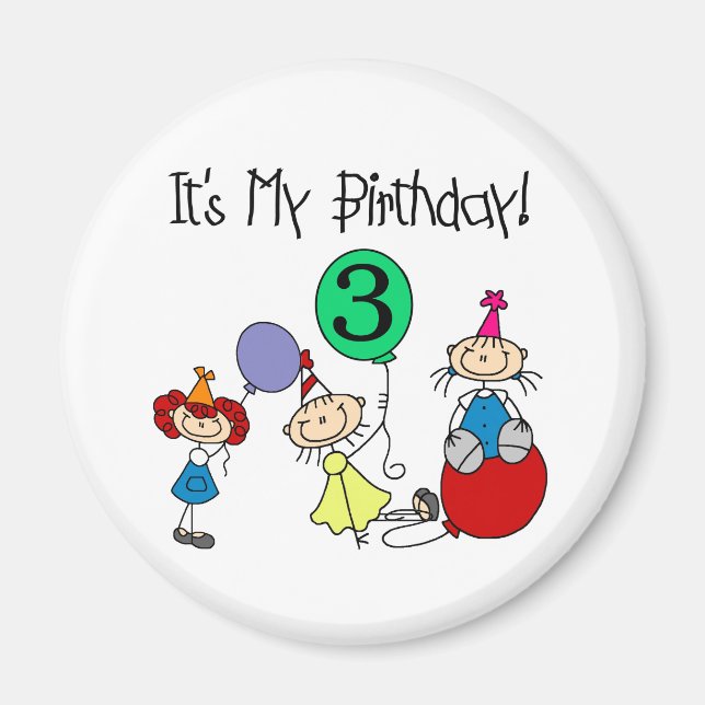 Stick Kids Party 3rd Birthday Tshirts and gifts Magnet (Front)