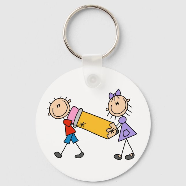 Stick Kids With Pencil Key Ring (Front)