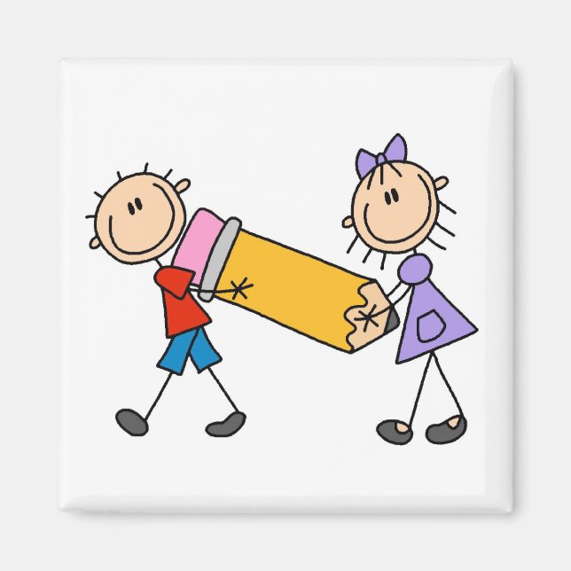 Stick Kids With Pencil Magnet (Front)