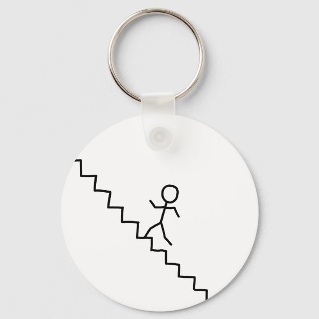 Stick man going up the stairs keychain (Front)