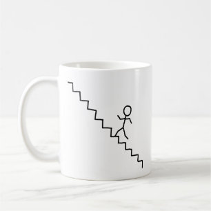 Stick man going up the stairs mug