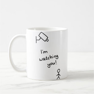 Stick man "I'm watching you" mug