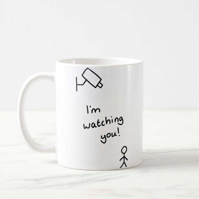 Stick man "I'm watching you" mug (Left)