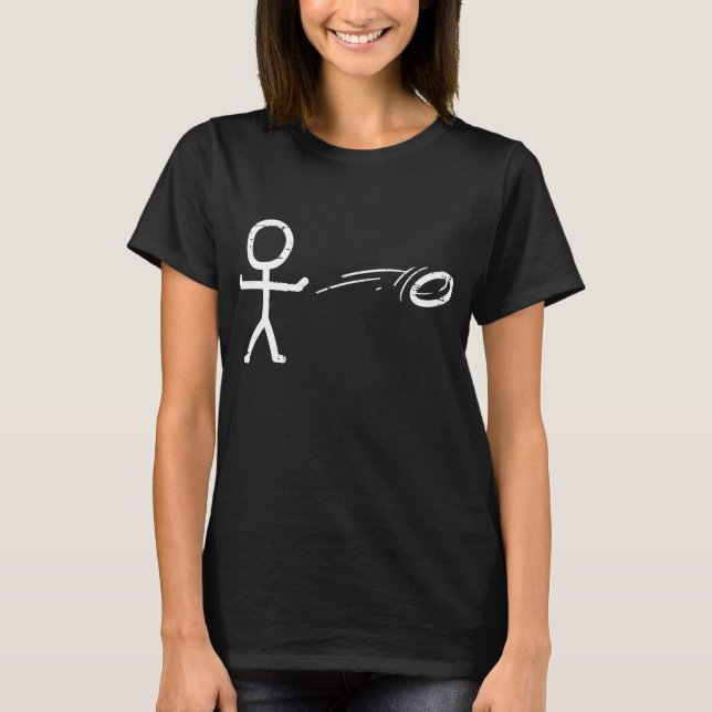 Stick Man Playing Disc Golf Funny Frisbee Golfing  T-Shirt (Front)