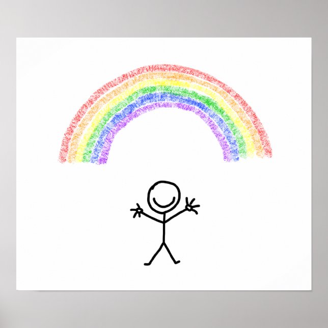 Stick man under a rainbow poster (Front)
