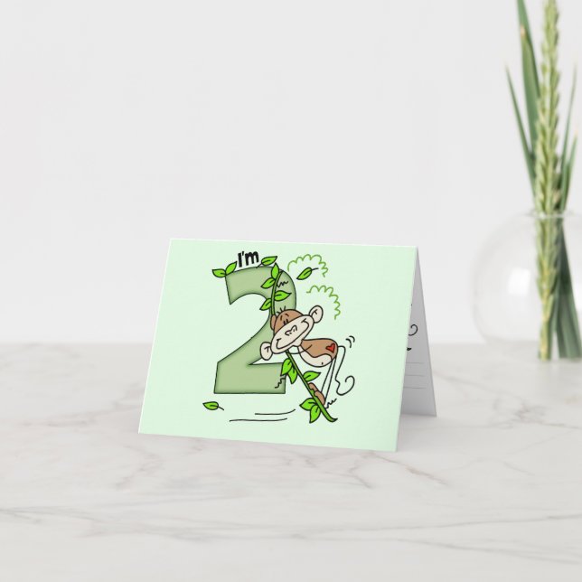 Stick Monkey Swing 2nd Birthday Fill-in Invitation (Front)