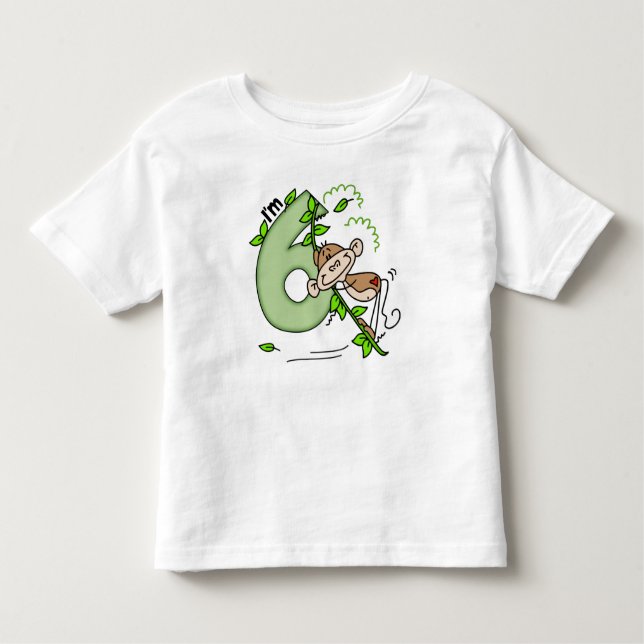 Stick Monkey Swing 6th Birthday Toddler T-Shirt (Front)