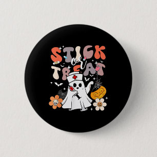 Stick Or Treat Halloween Ghost Nurse Crna Emergenc 6 Cm Round Badge
