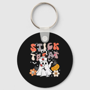 Stick Or Treat Halloween Ghost Nurse Crna Emergenc Key Ring