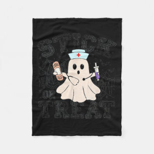 Stick Or Treat Halloween Ghost Nurse Halloween Phl Fleece Blanket