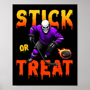 Stick Or Treat Halloween Hockey Skeleton Player Sp Poster