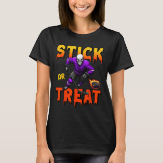 Stick Or Treat Halloween Hockey Skeleton Player Sp T-Shirt