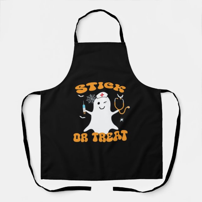 Stick or Treat Nurse Funny Halloween Costume Essen Apron (Front)