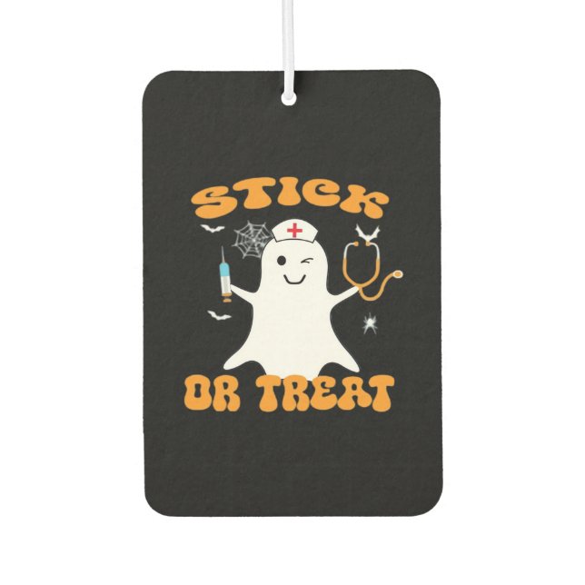 Stick or Treat Nurse Funny Halloween Costume Essen Car Air Freshener (Front)