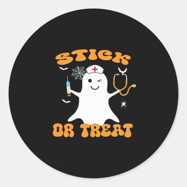 Stick or Treat Nurse Funny Halloween Costume Essen Classic Round Sticker (Front)