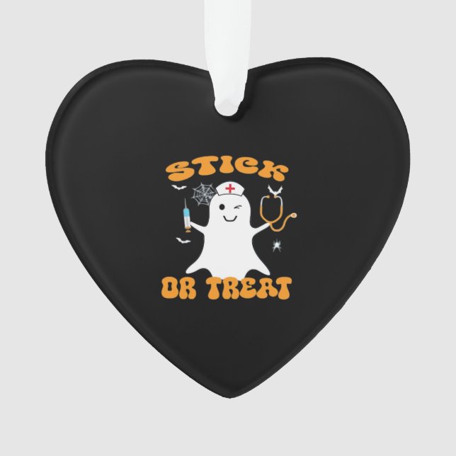 Stick or Treat Nurse Funny Halloween Costume Essen Ornament (Front)