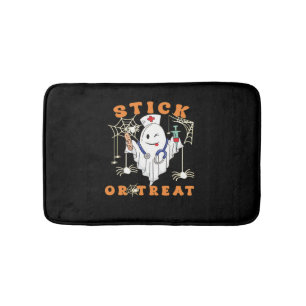 Stick or Treat Nurse Spooky Nurse Costume Funny Ha Bath Mat