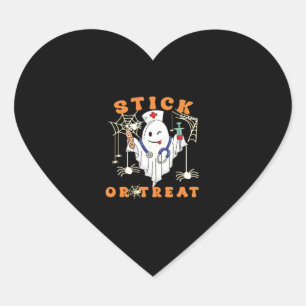 Stick or Treat Nurse Spooky Nurse Costume Funny Ha Heart Sticker