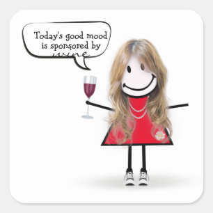 Stick Party Girl in Sneakers  Square Sticker