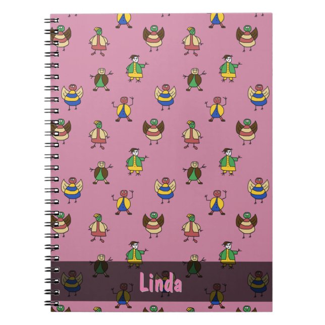 Stick People Children Pattern Girl any Name Notebook (Front)