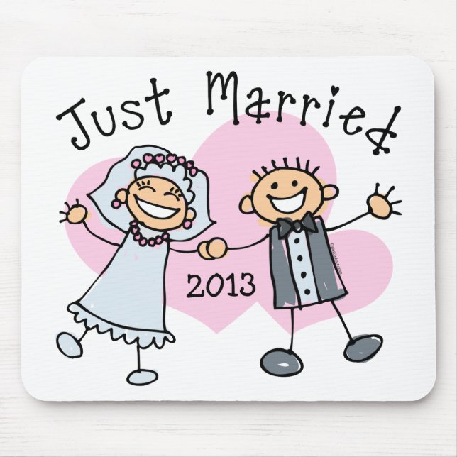 Stick People Just Married Mouse Pad (Front)