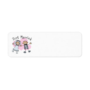 Stick People Just Married Return Address Label
