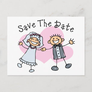 Stick People Save The Date Announcement Postcard