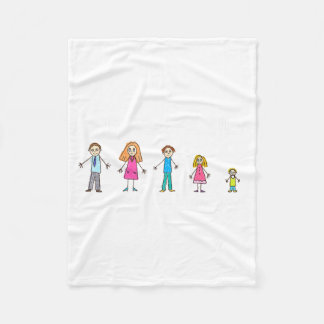 Stick People The Family Funny  Fleece Blanket