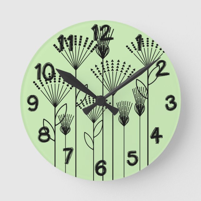 Stick Plants Round Clock (Front)