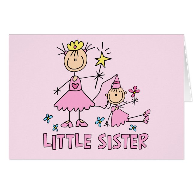 Stick Princess Duo Little Sister Blank Card (Front Horizontal)