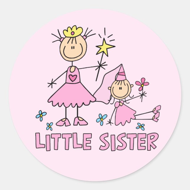 Stick Princess Duo Little Sister Classic Round Sticker (Front)