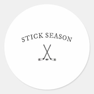 Stick Season Crossed Hockey Sticks Puck Minimal Classic Round Sticker