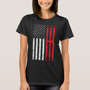 Stick Shift American Flag mustang CT 6 Gears Mecha T-Shirt