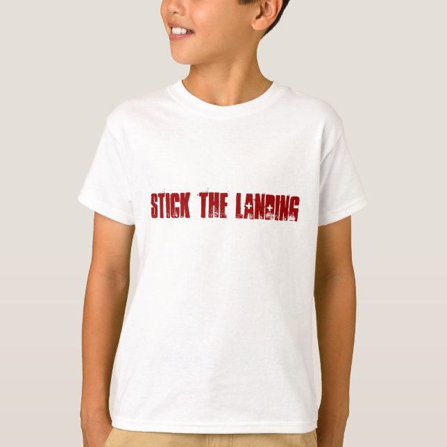 Stick The Landing Kid's Ringer T T-Shirt (Front)