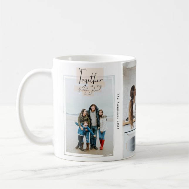 Stick Together Family Keepsake 3 Photo Collage Coffee Mug (Left)
