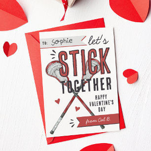 Stick Together Lacrosse Classroom Valentine Card