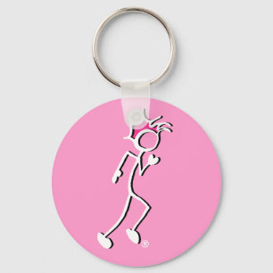 Stick-With-Sport Runner Stickman Pink tones Key Ring