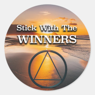 Stick With The Winners Recovery Slogan Sunrise Classic Round Sticker