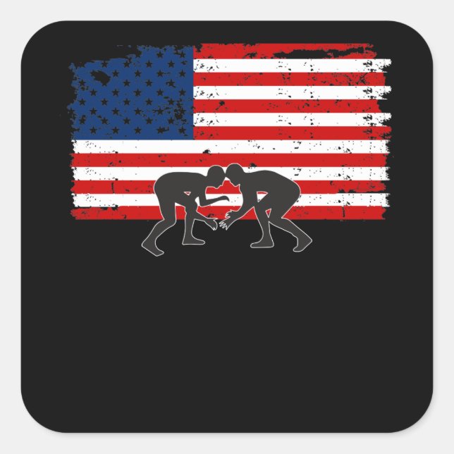 Sticker American Flag Wrestling Cool Design (Front)