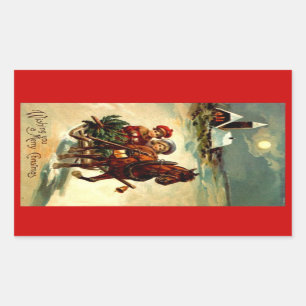 Sticker Antique Christmas Gr One Horse Open Sleigh